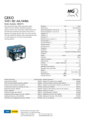 Grupos electrógenos, gasolina Geko ® 5401 ED-AA/HHBA