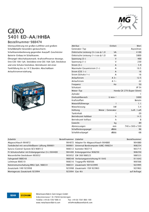 Grupos electrógenos, gasolina Geko ® 5401 ED-AA/HHBA
