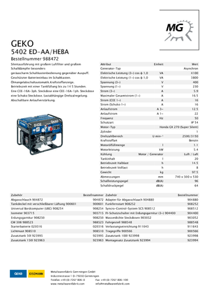 Grupos electrógenos, gasolina Geko ® 5402 ED-AA/HEBA*