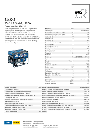 Grupos electrógenos, gasolina Geko ® 7401 ED-AA/HEBA