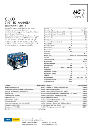 Grupos electrógenos, gasolina Geko ® 7401 ED-AA/HHBA