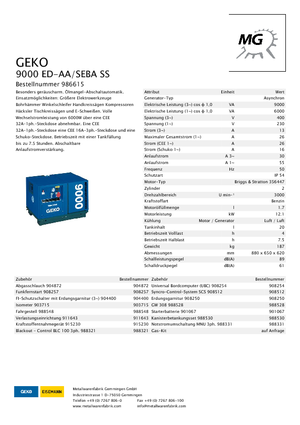 Grupos electrógenos, gasolina Geko ® 9000 ED-AA/SEBA