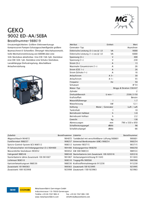 Grupos electrógenos, gasolina Geko ® 9002 ED-AA/SEBA*