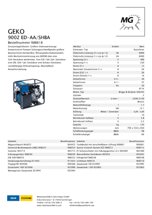 Grupos electrógenos, gasolina Geko ® 9002 ED-AA/SHBA*