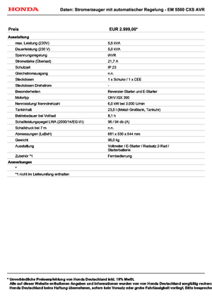 Grupos electrógenos, gasolina Honda EM 5500 CXS
