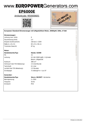 Grupos electrógenos, gasolina Europower EP6000E (S)