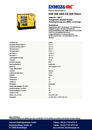 Grupos electrógenos, gasolina Endress ESE 958 DBG ES DIN Silent