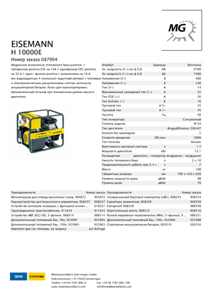 Grupos electrógenos, gasolina Eisemann H 10000 E