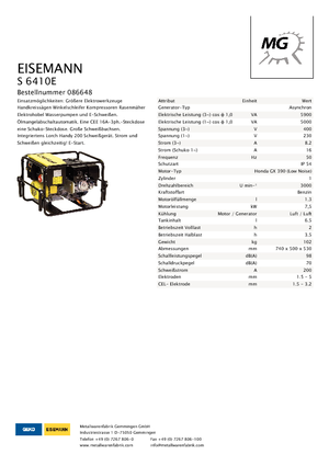 Grupos electrógenos, gasolina Eisemann S 6410 E