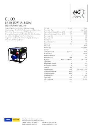 Grupos electrógenos, gasolina Geko ® 6410 EDW-A/ZEDA
