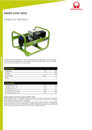 Grupos electrógenos, gasolina PRAMAC Lifter E 4000