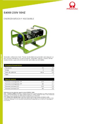 Grupos electrógenos, gasolina PRAMAC Lifter E 4000