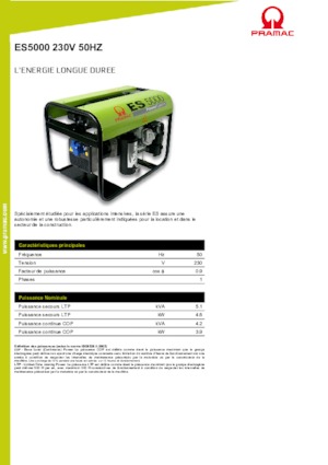 Grupos electrógenos, gasolina PRAMAC Lifter ES 5000