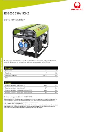 Grupos electrógenos, gasolina PRAMAC Lifter ES 8000