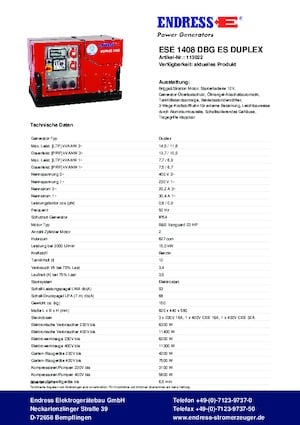 Grupos electrógenos, gasolina Endress ESE 1408 DBG ES Duplex Silent