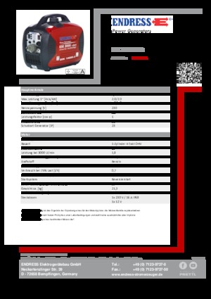 Grupos electrógenos, gasolina Endress ESE 2000I IP68