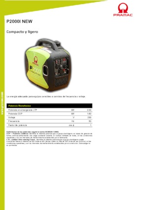 Grupos electrógenos, gasolina PRAMAC Lifter P 2000 i