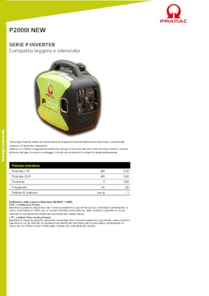 Grupos electrógenos, gasolina PRAMAC Lifter P 2000 i