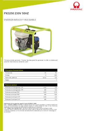 Grupos electrógenos, gasolina PRAMAC Lifter PX 3250