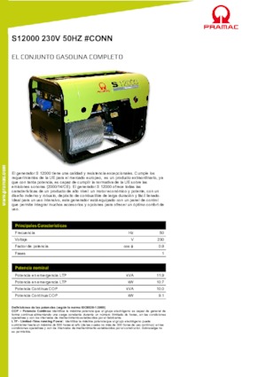 Grupos electrógenos, gasolina PRAMAC Lifter S 12000