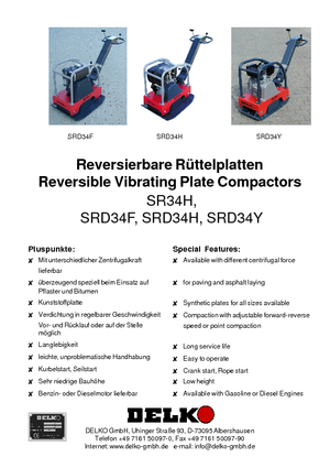Planchas vibratorias reversibles Delko SR 34 H