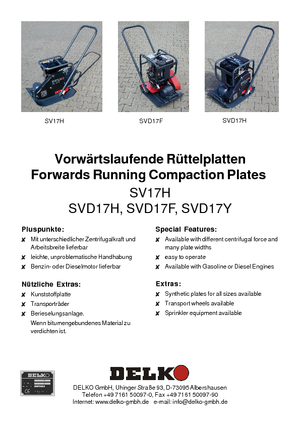 Planchas vibratorias de una dirección Delko SV 17 H