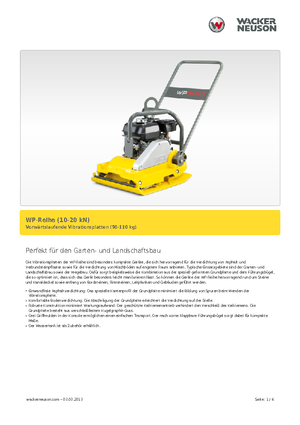 Planchas vibratorias de una dirección Wacker Neuson WP 1030 A
