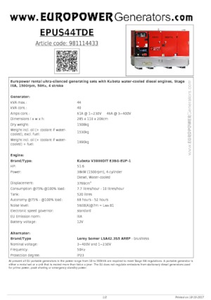 Grupos electrógenos diesel Europower EPUS44TDE (LS)