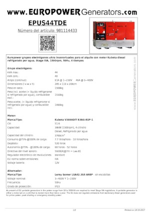 Grupos electrógenos diesel Europower EPUS44TDE (LS)