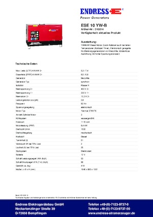 Grupos electrógenos diesel Endress ESE 10 YW-B