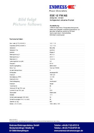 Grupos electrógenos diesel Endress ESE 15 YW/AS