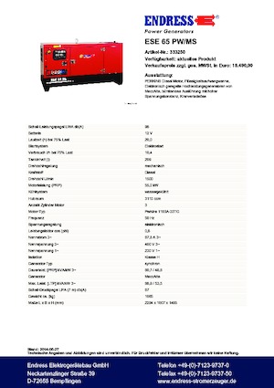 Grupos electrógenos diesel Endress ESE 65 PW/MS