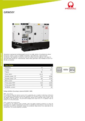 Grupos electrógenos diesel PRAMAC Lifter GRW 50 Y