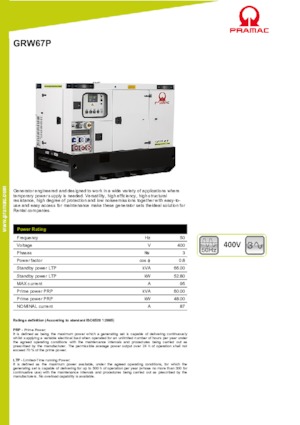 Grupos electrógenos diesel PRAMAC Lifter GRW 67 P