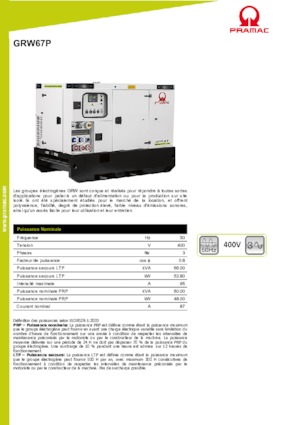Grupos electrógenos diesel PRAMAC Lifter GRW 67 P
