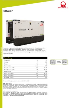 Grupos electrógenos diesel PRAMAC Lifter GRW 95 P