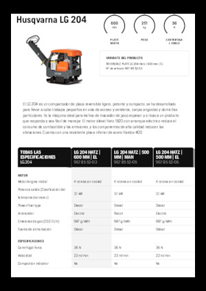 Planchas vibratorias reversibles Husqvarna LG 204