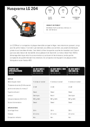 Planchas vibratorias reversibles Husqvarna LG 204