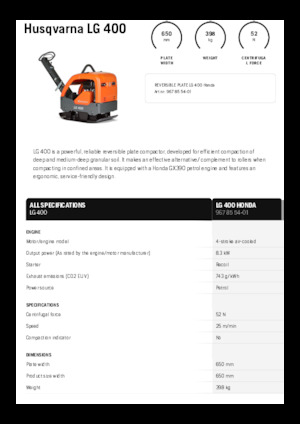 Planchas vibratorias reversibles Husqvarna LG 400