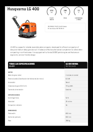 Planchas vibratorias reversibles Husqvarna LG 400