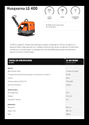 Planchas vibratorias reversibles Husqvarna LG 400