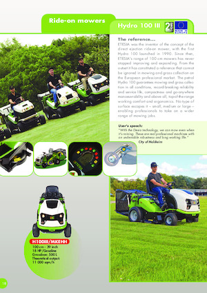Cortacéspedes y tractores de jardín Etesia HYDRO 100 III