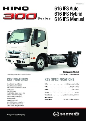 Chasis rígido Hino 300 616 IFS HYBRID 4x2
