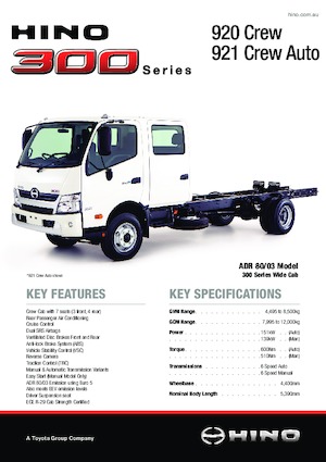 Chasis rígido Hino 300 920 CREW 4x2