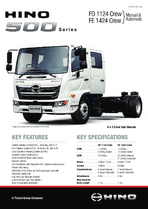 Chasis rígido Hino 500 FD 1124 CREW 4x2