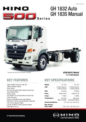 Chasis rígido Hino 500 GH 1835 4x2