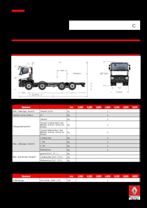 Chasis rígido Renault C 430 P8X2*6 E6 TAG 7.5T (11.5 + 7.5)