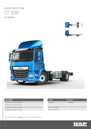 Chasis rígido DAF CF 230 FA