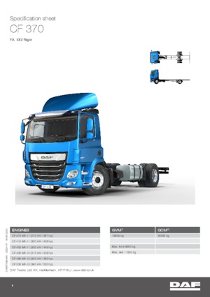 Chasis rígido DAF CF 370 FA
