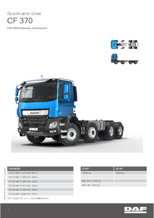 Chasis rígido DAF CF 370 FAD Construction
